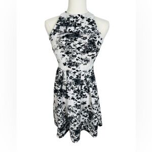 SO Black and White Floral Halter Mini Dress Size XS